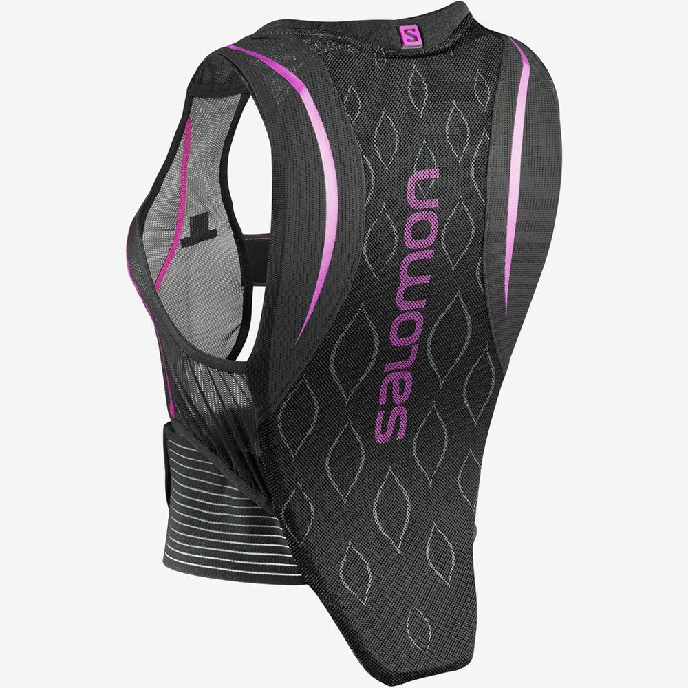 Salomon FLEXCELL BACK PROTECTION - Womens Trail Running Packs - Black/Purple - NZ (30175-DKHU)